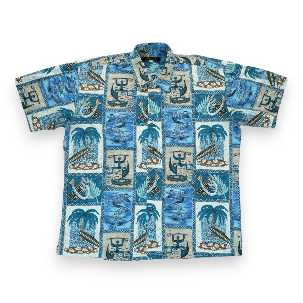 Vintage 80s Pohaleu Koloa Kawai Hawaiian Shirt Men's XL Floral Print Short Sleev